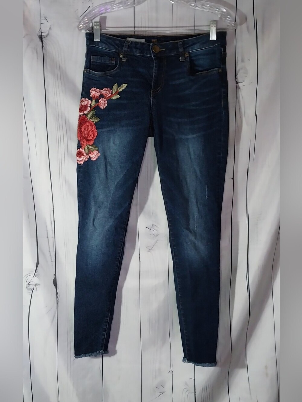 Kut from the Kloth Donna Dark Blue Boho Floral Ankle Skinny Jeans